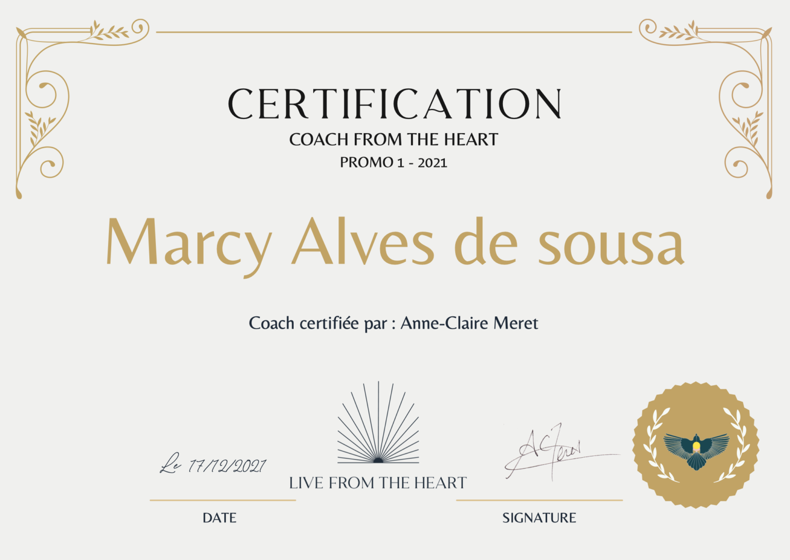 CERTIFICATION COACH FROM THE HEART par Anne-Claire Meret